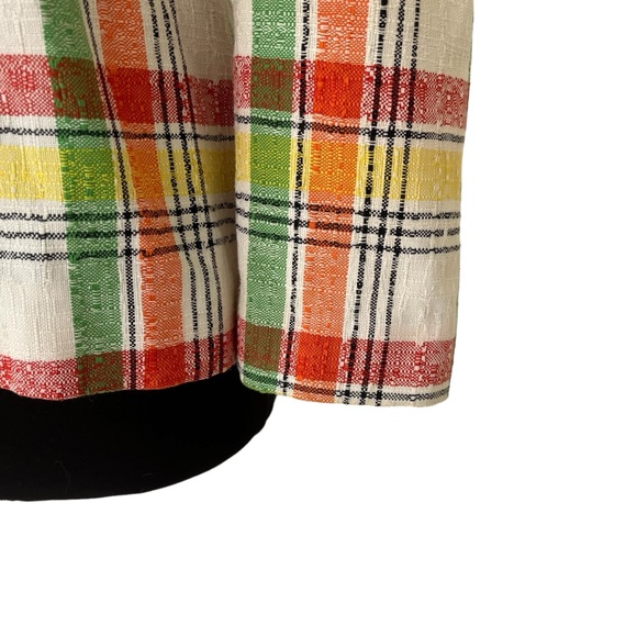 Vintage plaid blazer jacket multicolor fitted red orange green yellow - Picture 11 of 16